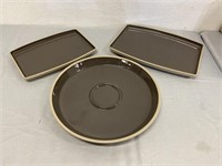 3 Pampered Chef Stoneware Platters