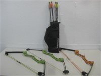 Three 31" Bear Compound Bows W/Assorted Arrows