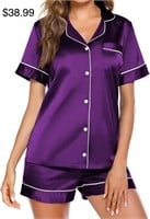 Sz S Satin Pajamas Women's Short Sleeve Sleepwear