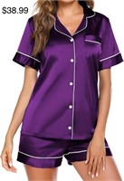 Sz S Satin Pajamas Women's Short Sleeve Sleepwear