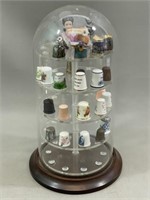 Thimble Collection in Glass Dome Display