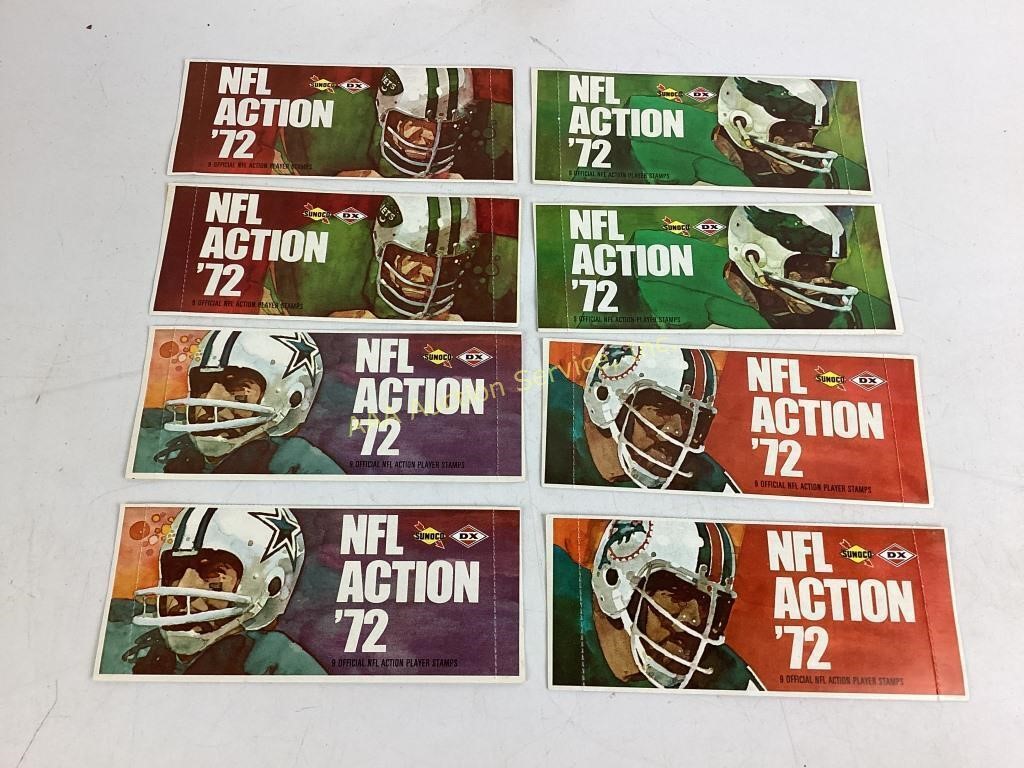 (8) unopened 1972 Sunoco NFL Player stamp