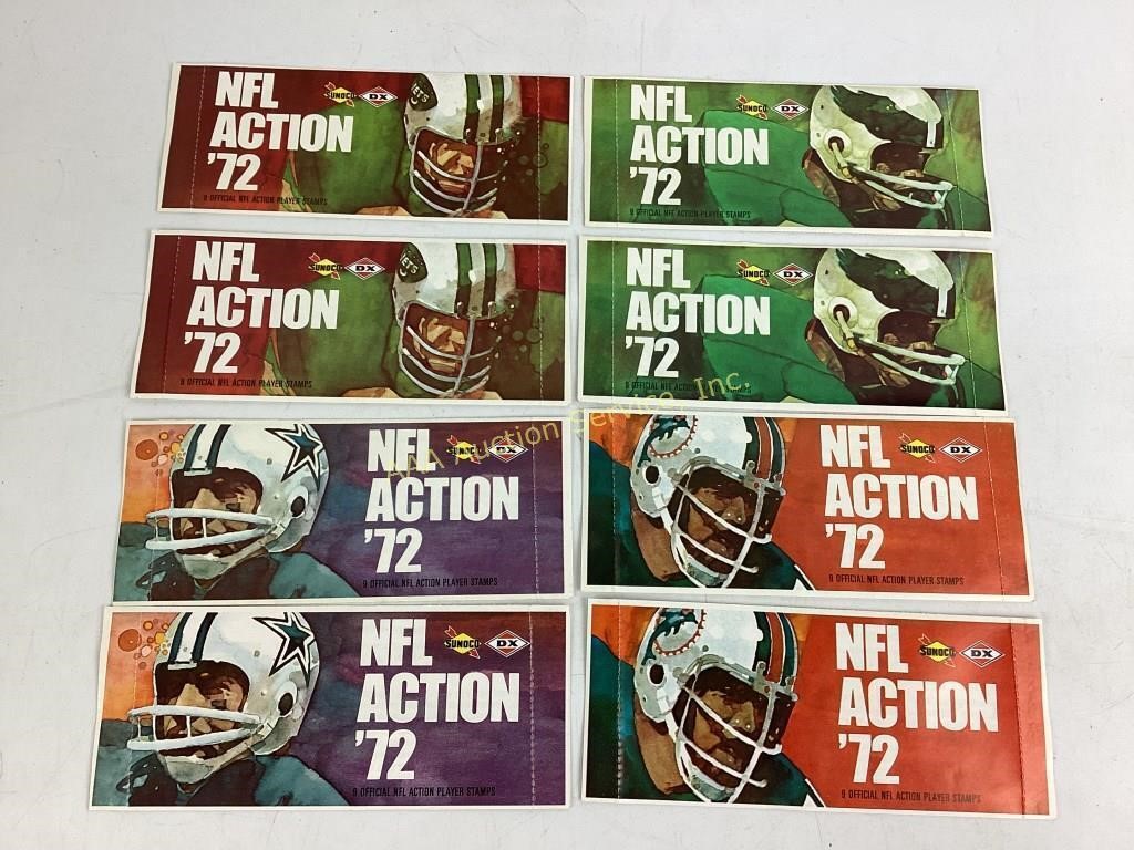 (8) unopened 1972 Sunoco NFL Player stamp