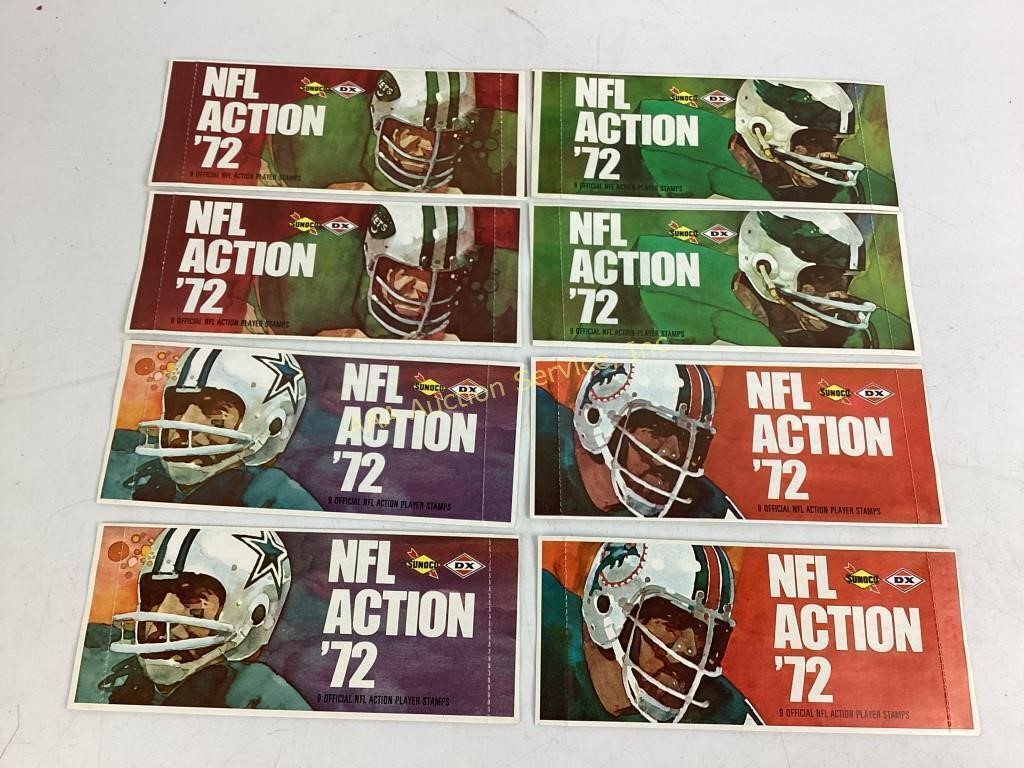 (8) unopened 1972 Sunoco NFL Player stamp