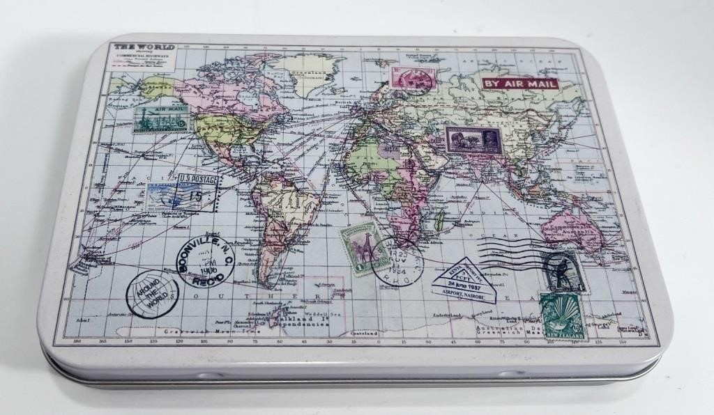 World Map Tin Box