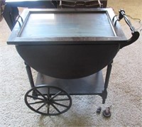 Vintage drop leaf tea cart with mirrored tray.