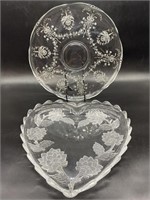 (2) Decorative Glass Platters (surface scratches