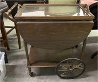 Vintage Drop Leaf Serving Cart with Removable