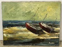 (RK) Jackie Boat Oil Painting on Canvas 18” x 14”