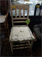 EARLY PAINTED STRAIGHT BACK KITCHEN CHAIR
