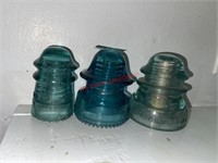 3 Glass Insulators lot (Living Room)