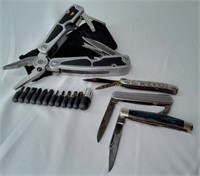 TW Multi Tool & (3) Pocket Knives