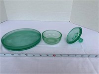 Matching Glass Bowl With Lid and Dish