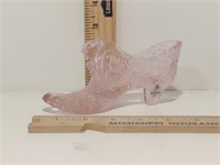 Fenton Pink Daisy and Button Glass Slipper