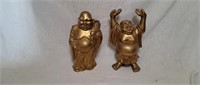 2 Gilded Buddha Ceramic Statues