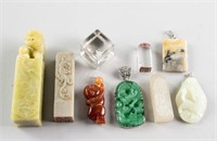 9 Assorted Chinese Hardstone Decorative Items