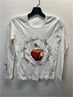 Vintage An Apple A Day Embroidered Shirt