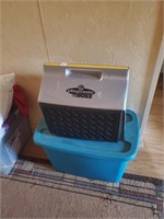 Plastic Tote and Playmate Cooler