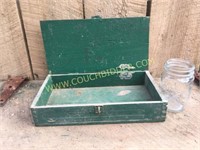 Old green painted wooden tobacco box