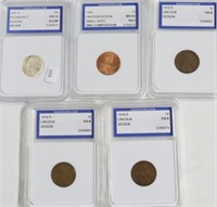 5// MIXED IGS GRADED COINS