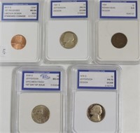 5// MIXED IGS GRADED COINS