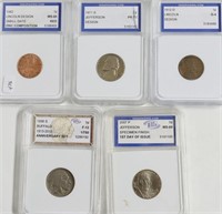 5// MIXED IGS GRADED COINS