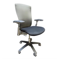 Knoll life chair. Black seat/ grey fabric back