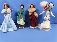 4 Barbie Dolls, 1 Gibson Girl Barbie-2 w/Stands