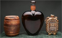 Rare Bergkirsch Pottery Flask  + (3)