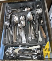 Drawer Lot of Kitchen Stainless Flatware,