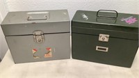 (2) Portable Metal File Boxes