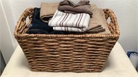 Large Wicker Basket Full Of Bath & Hand Towels