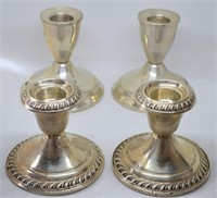 2 PAIRS STERLING SILVER CANDLESTICK HOLDERS