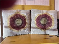2 Tan w/Sunflower Pillows