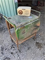 Green Enamel Cart & GE Radio