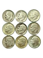 Nine Roosevelt Dimes 22.5 Grams of Silver Selling