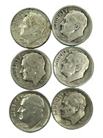 Six Roosevelt Dimes 15 Grams of Silver Selling les