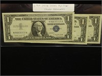 THREE 1957-A $1 SILVER CERTIFICATES HIGH GRADE