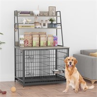 IDEALHOUSE Dog Crate Furniture  Flip-up Top  Grey