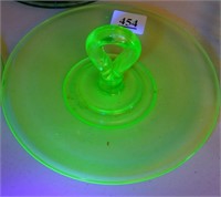 Uranium Pressed Glass Serving Dish Glows