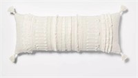 Threshold oblong woven knotted throw pillow
