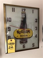 Nu Grape Soda Clock 13"x16" Working