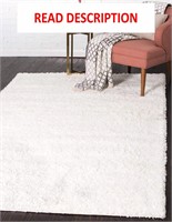 Solid Shag Area Rug (8' x 10'  Snow White)