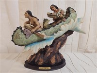 DMB COLLECTION STATUE- INDIAN FAMILY IN CANOE