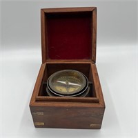 Vintage Nautical Compass in wooden case