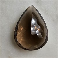 CERT 12.21 Ct Faceted Smoky Qaurtz, Pear Shape, GL