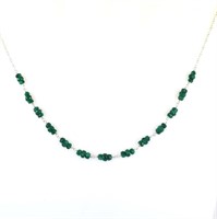 3mm Emerald Gemstone chain necklace, 925 Silver