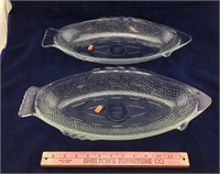 Two Vintage Glasbake Fish Baking Dishes