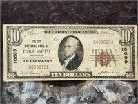 1929 City Nat'l Bank of Fort Smith Ark $10 Note