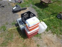 LOT OF CRATES & COOLERS